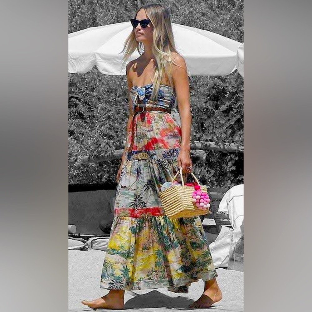 ❌SOLD❌ Zimmermann Juliette Tie Front Maxi Dress Spliced - Picture 4 of 11